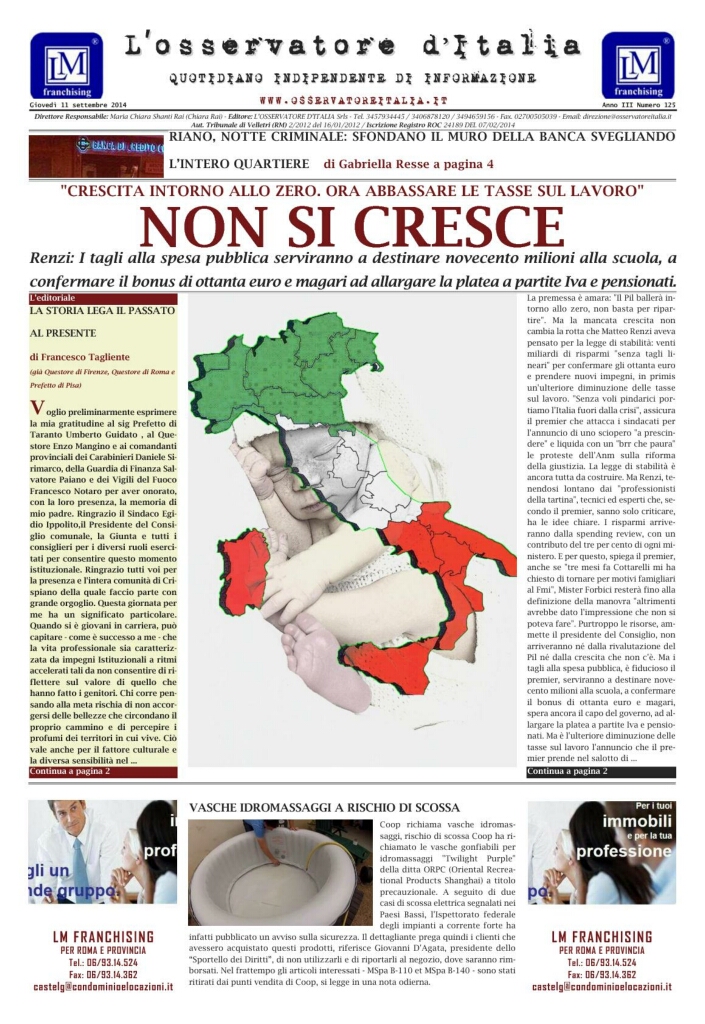 L'osservatore d'Italia edizione del 11 Settembre 2014